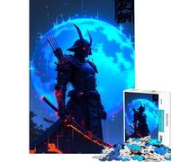 Puzzle Adulte 1000 pièces Samouraï Cyberpunk avec épée Lumineuse Jeu Amusant et addictif pour cultiver la Patience et décoration intérieure (Dimensions 50x75cm)