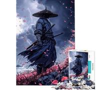Puzzle Adulte 1000 pièces Samouraï dans la tempête avec des Fleurs de Cerisier pour Jeu éducatif défi Jouet décoration Murale Cadeau pour Anniversaires (Taille 75x50cm)