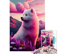 Puzzle Adulte 1000 pièces Samoyède Nature Amusant à la Maison Activités décoration Jeu Impossible Convient aux Personnes de 14 Ans et Plus (38x26cm)