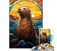 Puzzle Adulte 1000 pièces Sceau Vitrail Jeu Impossible Défi d'intelligence cérébrale Jouet addictif Cadeau d'anniversaire pour s'amuser en Famille (Dimensions 38x26cm)