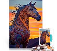Puzzle Adulte 1000 pièces Série d'art équestre Style 3 Jouets de Divertissement Familial avec Affiche et Feuille de Questions correspondantes 38x26cm
