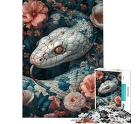 Puzzle Adulte 1000 pièces Serpent Blanc dans Une Fleur Cadeau d'anniversaire ou de Noël Jeu de précision à réaliser soi-même À partir de 14 Ans (50x75cm)