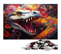 Puzzle Adulte 1000 pièces Serpent coloré avec Affiche et fiche de Questions-réponses (38 x 26 cm)