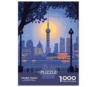 Puzzle Adulte 1000 Pièces Shanghai Skyline Puzzles pour Adolescents pour S'amuser en Famille Difficile Et Stimulant Un pour Les Jeux 70x50cm/1000pcs