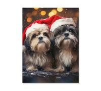 Puzzle Adulte 1000 Pièces，Shih Tzu, Quand viendra Enfin Le Père Noël，Artisanat Cadeau Famille Puzzle Classique 3D Puzzle Jouet en Papier Cadeau Unique Décoration Intérieure（38x26cm）-AO6