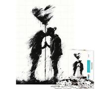 Puzzle Adulte 1000 pièces Silhouette Baiser avec Cœur Jeu Impossible Apprentissage Jouets Éducatifs Cadeaux Père Noël Secret pour Le Plaisir en Famille (Dimensions 50x75cm)