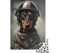 Puzzle Adulte 1000 Pièces Soldat Doberman Puzzle Rectangle Créatif Jeu de Décompression 1000 Pièces (75x50cm)