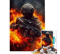 Puzzle Adulte 1000 pièces Soldat en Flammes Puzzle 1000 pièces décoration intérieure Jouet défi Difficile Cadeau pour Les Amis et la Famille (38x26cm)