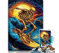 Puzzle Adulte 1000 pièces, Squelette Surfeur Adolescent, pour Un Moment de détente à la Maison avec des pièces de Formes aléatoires entièrement emboîtables (Taille 75x50cm)