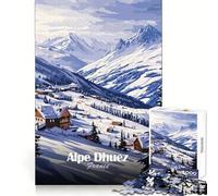 Puzzle Adulte 1000 pièces Station de Ski d'Alpe d'Huez Exercice Intelligent, détente et précision des Bords pour Les fêtes (50x75cm)