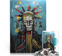 Puzzle Adulte 1000 pièces Statue de la Liberté Jour des Morts Crâne Fait de Bois，pour Les 14 Ans et Plus Jeu éducatif pour Les familles Superbe Cadeau。Taille：50x75cm/19.6x29.5pouce