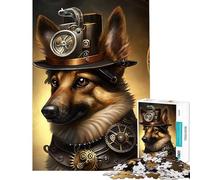 Puzzle Adulte 1000 pièces Steampunk Berger Allemand Défi éducatif Course de Vitesse Manuelle Jeu Impossible pour Les 14 Ans et Plus (38x26cm)