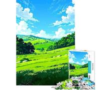 Puzzle Adulte 1000 pièces Style Anime Paysage de collines Vertes Activités Amusantes à la Maison décoration Jeu Impossible Convient aux Personnes de 14 Ans et Plus (50x75cm)
