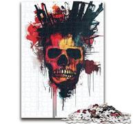 Puzzle Adulte 1000 pièces, Style Basquiat, tête de Mort, Jouet Anti-Stress, idéal pour Les Vacances, pour Tuer Le Temps, décoration d'intérieur (75x50cm)