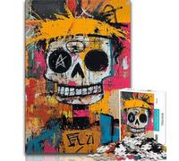 Puzzle Adulte 1000 pièces Style Basquiat tête de Mort Puzzle Adolescent activité familiale Amusante à la Maison Cadeau d'anniversaire Cadeaux de Voyage 26x38cm