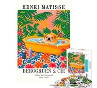 Puzzle Adulte 1000 pièces Style Henri Matisse Chien dans Une Baignoire pour Anniversaire Noël Jeu de précision à réaliser soi-même à partir de 14 Ans (38x26cm)