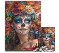 Puzzle Adulte 1000 pièces Style Mexicain, Motif tête de Mort, Puzzle en Bois, Anti-Stress, pour Les Vacances, pour Tuer Le Temps, Une œuvre d'art pour Les Enfants de 14 Ans et Plus, 50x75cm