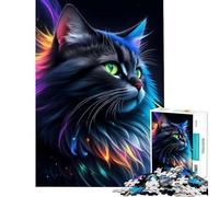 Puzzle Adulte 1000 pièces Superbe Chat Noir Fantastique Jeu Impossible Défi cérébral et intellectuel Jouet addictif Cadeau d'anniversaire pour Toute la Famille (Dimensions 38x26m)