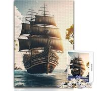Puzzle Adulte 1000 pièces sur Le thème des Pirates - Paysage de Bateau Pirate - Jeu éducatif et Intelligent et touchant - Dimensions:38x52cm