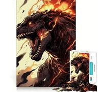 Puzzle Adulte 1000 pièces T-Rex en furie Bords impeccables Jeu de Concentration mentale Amusant et Calme Décoration de Noël Cadeau (38x26cm)