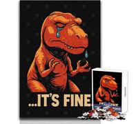 Puzzle Adulte 1000 pièces T-Rex Qui pleure « Tout va Bien » Affiche Vintage Amusante sur Le thème des Dinosaures Jeu éducatif, Motif à Assembler, œuvre d'art, Cadeau Dimensions 50x75cm