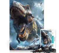 Puzzle Adulte 1000 pièces T-Rex Rugissant, découpe Premium, Jeu de logique Amusant et Facile à Jouer, décoration Murale de Noël (50x75cm)