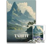 Puzzle Adulte 1000 pièces Tahiti Polynésie française - Affiche de Voyage - Design élégant - Jeu d'analyse et de logique - Idée Cadeau pour Un Père Noël Secret - Dimensions : 38x26cm