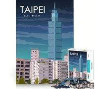 Puzzle Adulte 1000 pièces Taipei Taïwan Art de Voyage Jeu de précision Jouet cérébral Intelligent pour Passer Le Temps Libre Cadeau d'anniversaire pour l'esprit (38x52cm)