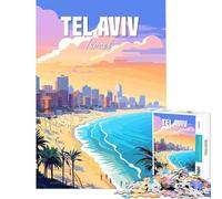 Puzzle Adulte 1000 pièces Tel Aviv Jeux relaxants pour Un Jeu éducatif Stimulant Un Cadeau d'anniversaire découpe de précision (Taille 38x26cm)