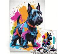 Puzzle Adulte 1000 pièces Terrier écossais Jeu Impossible améliore la mémoire avec des pièces de Formes aléatoires Parfaitement emboîtables 38x52cm