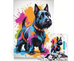 Puzzle Adulte 1000 pièces Terrier écossais Jeu Impossible améliore la mémoire avec des pièces de Formes aléatoires Parfaitement emboîtables 38x52cm