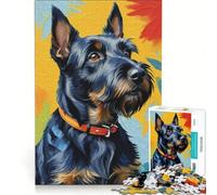 Puzzle Adulte 1000 pièces Terrier écossais Jeux de Famille décoration Murale avec pièces de Formes aléatoires Parfaitement emboîtables 38x26cm
