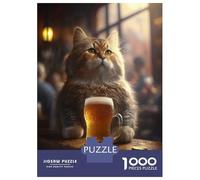 Puzzle Adulte 1000 Pièces The Drinking Cat Puzzle Adulte Jeux De Famille Modèle À Assembler Offre Spéciale Cadeaux pour Toute La Famille 38x26cm/1000pcs