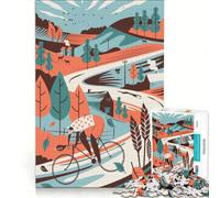 Puzzle Adulte 1000 pièces, thème À vélo à Travers la Campagne, Jeu Manuel, Difficile et Stimulant, idéal en Cadeau pour Toute la Famille 38x52cm
