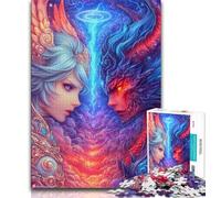 Puzzle Adulte 1000 pièces thème Ange et Diable Fille animée 1000 pièces Jeux d'activités familiales stimulants Jouet à Faire soi-même pour décoration Murale de la Maison Cadeaux 75x50cm