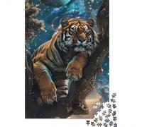 Puzzle Adulte 1000 pièces Tiger in Tree Cosmic Background, 70x50cm, Loisir créatif de Science-Fiction, idée Cadeau de Fin d’année, Puzzle Adulte pour Amateurs d’Univers et d’astronautes