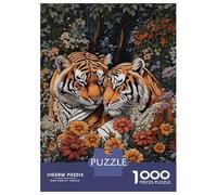 Puzzle Adulte 1000 Pièces Tiger Love in Bloom Puzzles pour Adolescents, Jouets Anti-Stress, Défi Difficile, Cadeau d'anniversaire Unique 38x26cm/1000pcs