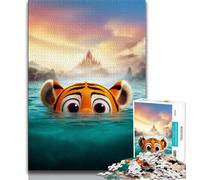 Puzzle Adulte 1000 pièces Tigre dans l'océan, Anti-Stress, défi Difficile, Chaque pièce est Unique - Jeu Familial Stimulant et Amusant (75x50cm)