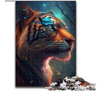 Puzzle Adulte 1000 pièces Tigre de l'espace en Bois, Jeu Familial interactif, adapté aux 14 Ans et Plus 50x75cm pour Jeu interactif en Famille