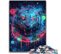 Puzzle Adulte 1000 pièces Tigre mystérieux Jeu Stimulant et Jeu Familial Décoration Murale Cadeaux d'anniversaire et de Noël Uniques 50x75cm