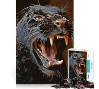 Puzzle Adulte 1000 pièces Tigre Noir Vintage,Jeu aux Bords Nets,Jouet de Construction et de Concentration,Divertissement Relaxant,Cadeau de Noël (50x75cm)