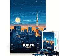 Puzzle Adulte 1000 pièces Tokyo, Japon, Paysage Urbain Nocturne, Jeu de précision, Jouet cérébral Intelligent, Jeu de détente, Cadeau d'anniversaire pour l'esprit (38x26cm)