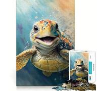Puzzle Adulte 1000 pièces Tortue Aquarelle Croquis Jeu de précision Jouet cérébral Intelligent pour Passer Le Temps Libre Cadeau d'anniversaire pour l'esprit (50x75cm)