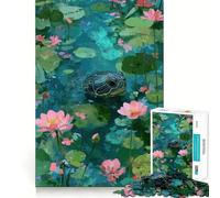 Puzzle Adulte 1000 pièces Tortue dans Un étang de nénuphars Jeu de précision, Jouet cérébral Intelligent, pour Passer Le Temps Libre, Cadeau d'anniversaire pour stimuler l'esprit (38x52cm)