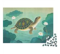 Puzzle Adulte 1000 Pièces Tortue Lotus 3D, Puzzle en Bois, Adultes Et Enfants À Partir De 14 Ans, Hands on Game, Décoration, Cadeau Unique 1000pcs (75x50cm)