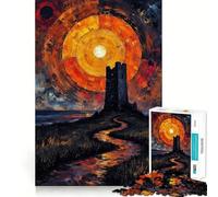 Puzzle adulte 1000 pièces Tour sous une peinture corporelle céleste Jeu de précision jouet cérébral intelligent divertissement pour les moments de détente cadeau d'anniversaire pour l'esprit (38x26cm)