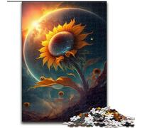 Puzzle Adulte 1000 pièces Tournesol Spatial en Bois, activité Amusante à la Maison 50x75cm, activité de Jeu familiale captivante
