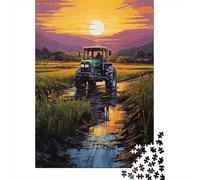 Puzzle Adulte 1000 Pièces Tractor Sunset Farm Scene Puzzle Adulte Jeux De Famille Modèle À Assembler Offre Spéciale Cadeaux pour Toute La Famille 52x38cm/1000pcs