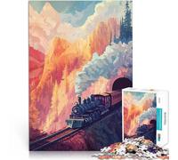 Puzzle Adulte 1000 pièces Train à Travers Les Montagnes Jouet éducatif d'apprentissage est idéal comme Cadeau pour Toute la Famille 38x26cm
