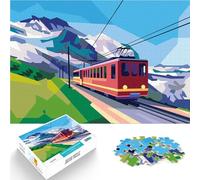 Puzzle Adulte 1000 pièces Train au Cervin Difficile à réaliser mais Amusant et Humoristique Cadeaux pour Les Amis et la Famille 52x38cm